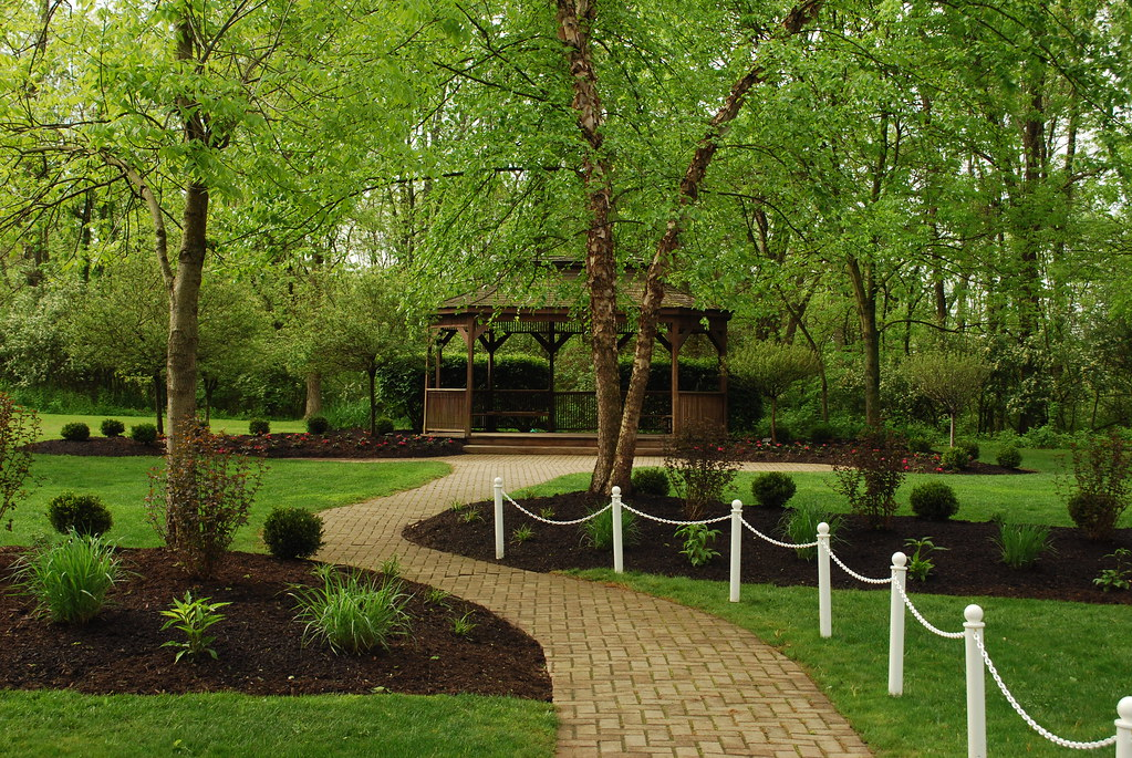 Outdoor garden wedding ceremony